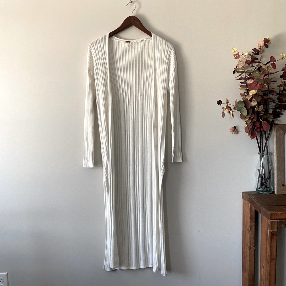 SOLD Free People Long White Duster Cardigan NWOT